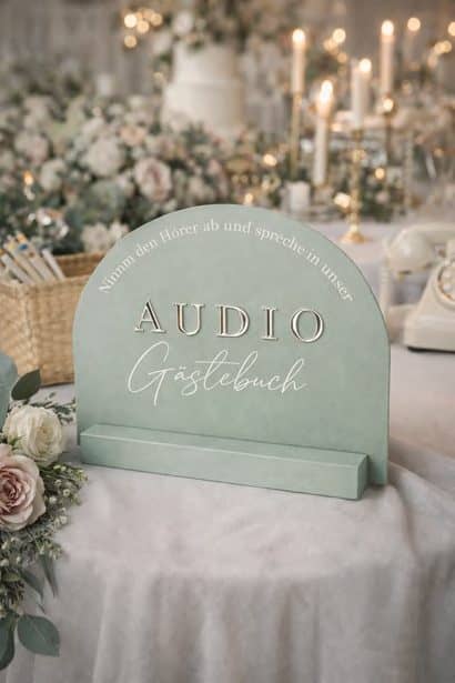 Schild „Audiogästebuch“